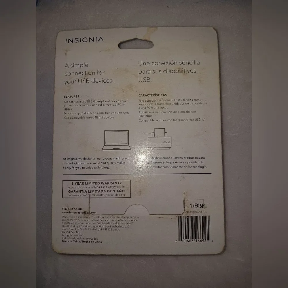 NWOT Insignia USB A to B Cable 10ft